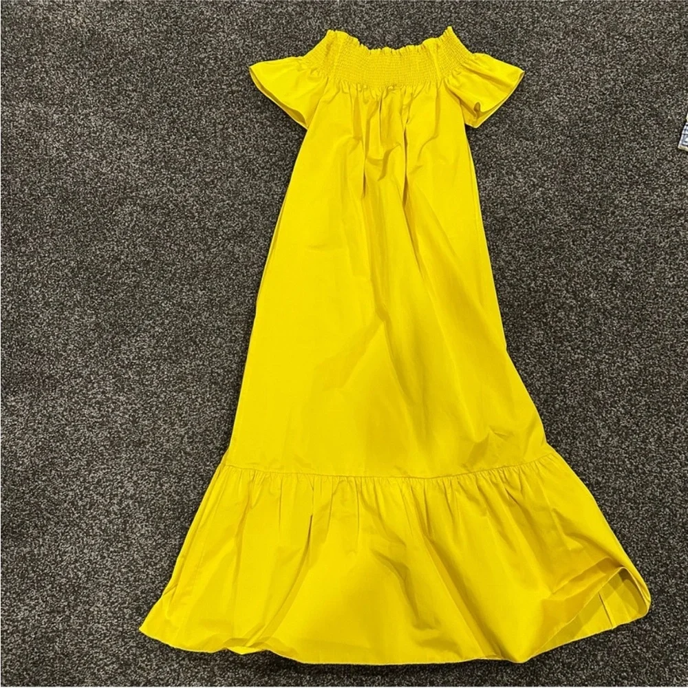 Tory Burch smocked shoulder dress - flaming yellow - Picture 2 of 15